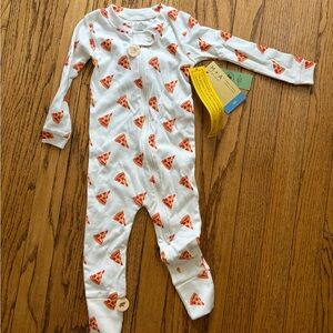 NWT 9-12 mos Monica & Andy pizza print zip convertible footie